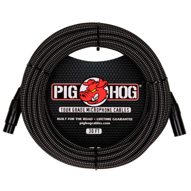 Cable Pig Hog Phm30bkw-i Para Microfono Black-white 9m Xlr-xlr